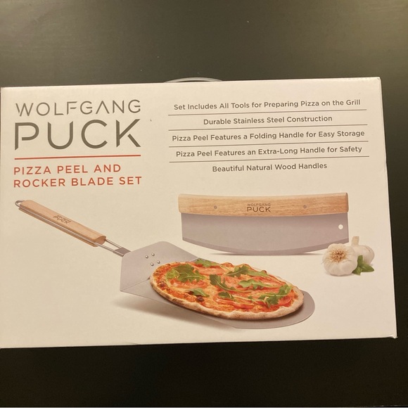 Wolfgang Puck Pizza Peel and Rocker Blade Set NIB - Picture 2 of 2